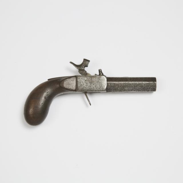 British Percussion Cap Boxlock Pocket Pistol, early-mid 19th century