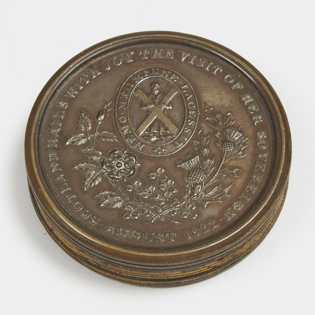 Pressed Copper 'Chronology of the Sovereigns of England' Medal Form Box, 1822