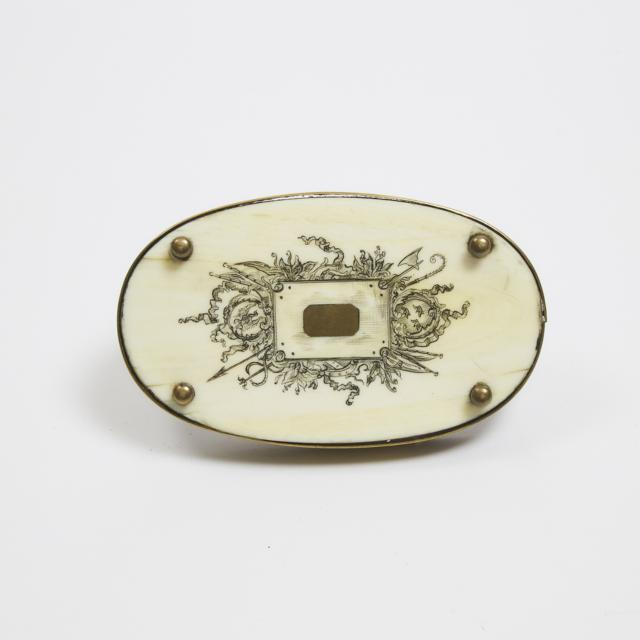 English Brass Mounted Engraved Ivory Desk Top Sundial, late 19th century