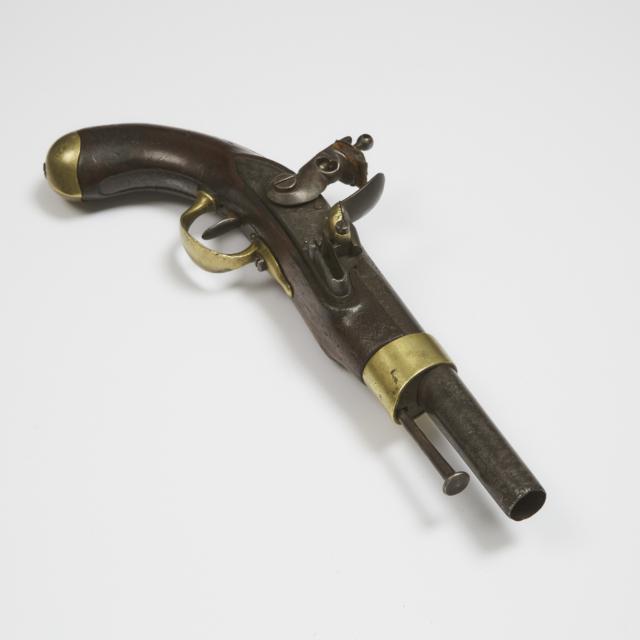 French Model 'An XIII' Cavalry Officer's Flintlock Holster Pistol, Maubeuge Arsenal, 1808