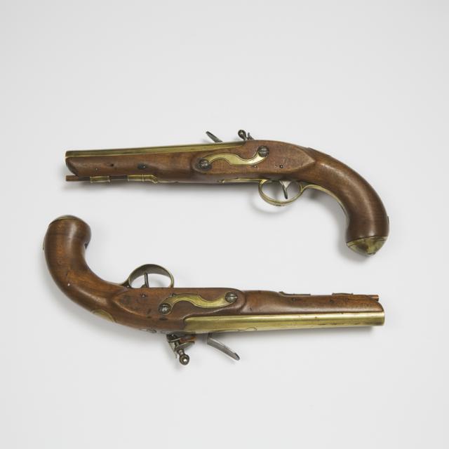 Pair of British Flintlock Holster Pistols, W. Ketland & Co., early 19th century