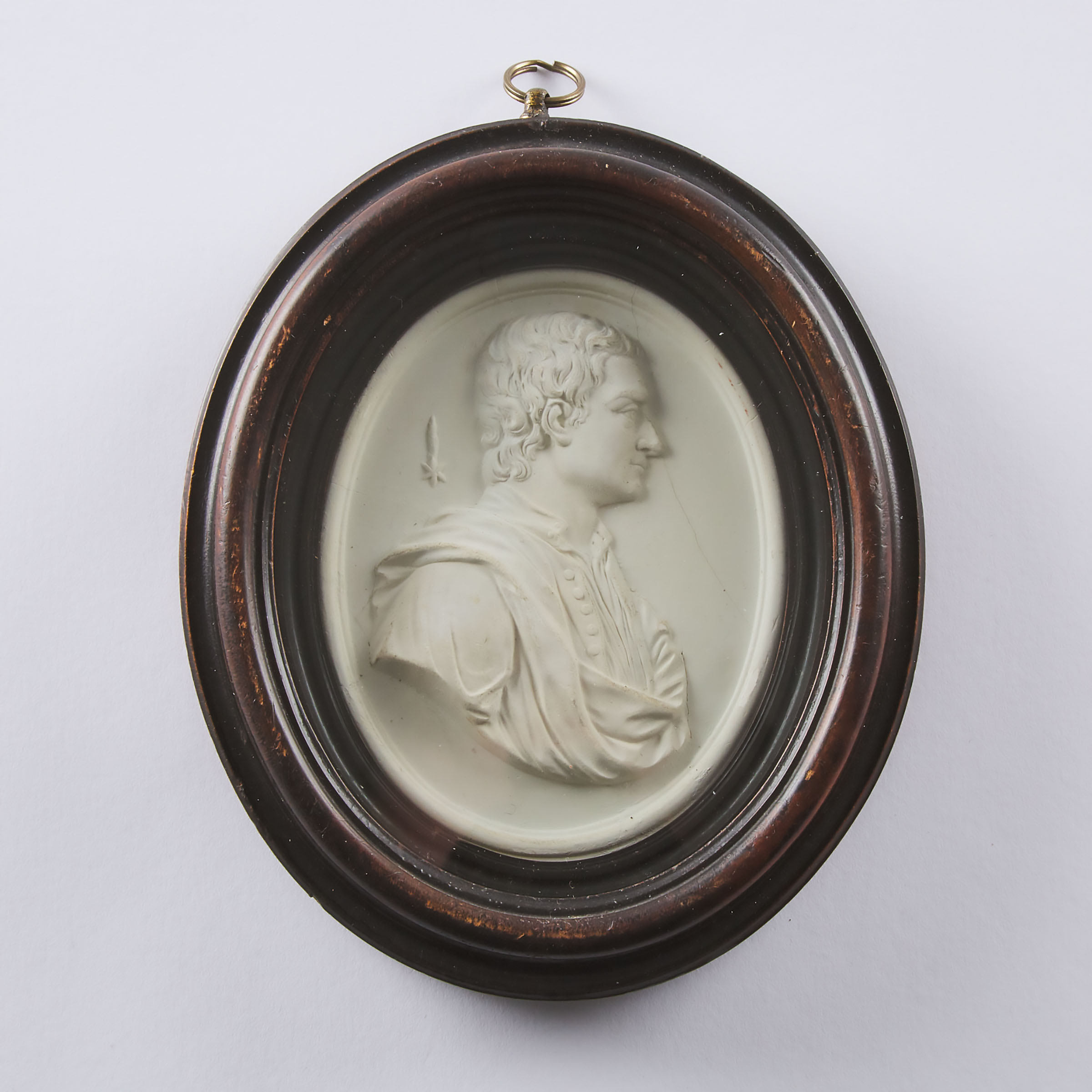Plaster Relief Oval Profile Portrait Plaque of Sir Isaac Newton, 19th century