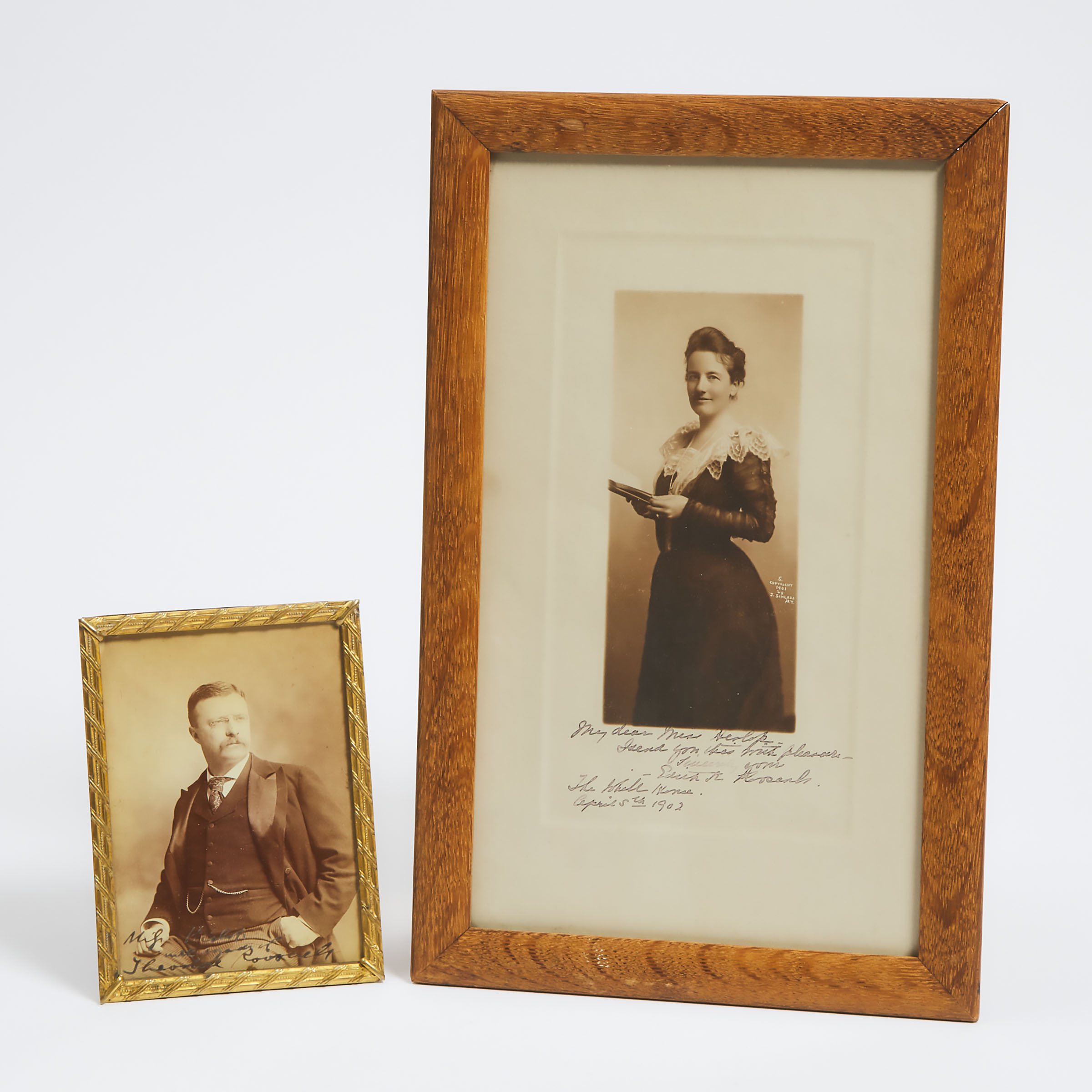 Autographed Portraits of Theodore 'Teddy' and Edith Roosevelt, 1902