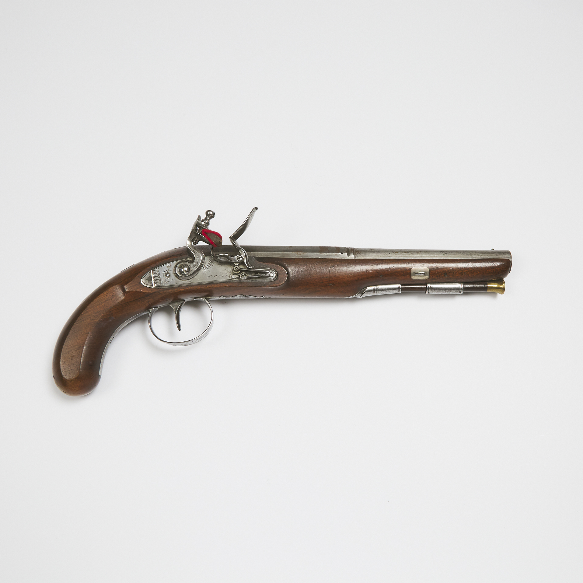 British Flintlock Holster Pistol, early W. Hollis, Birmingham, early 19th century