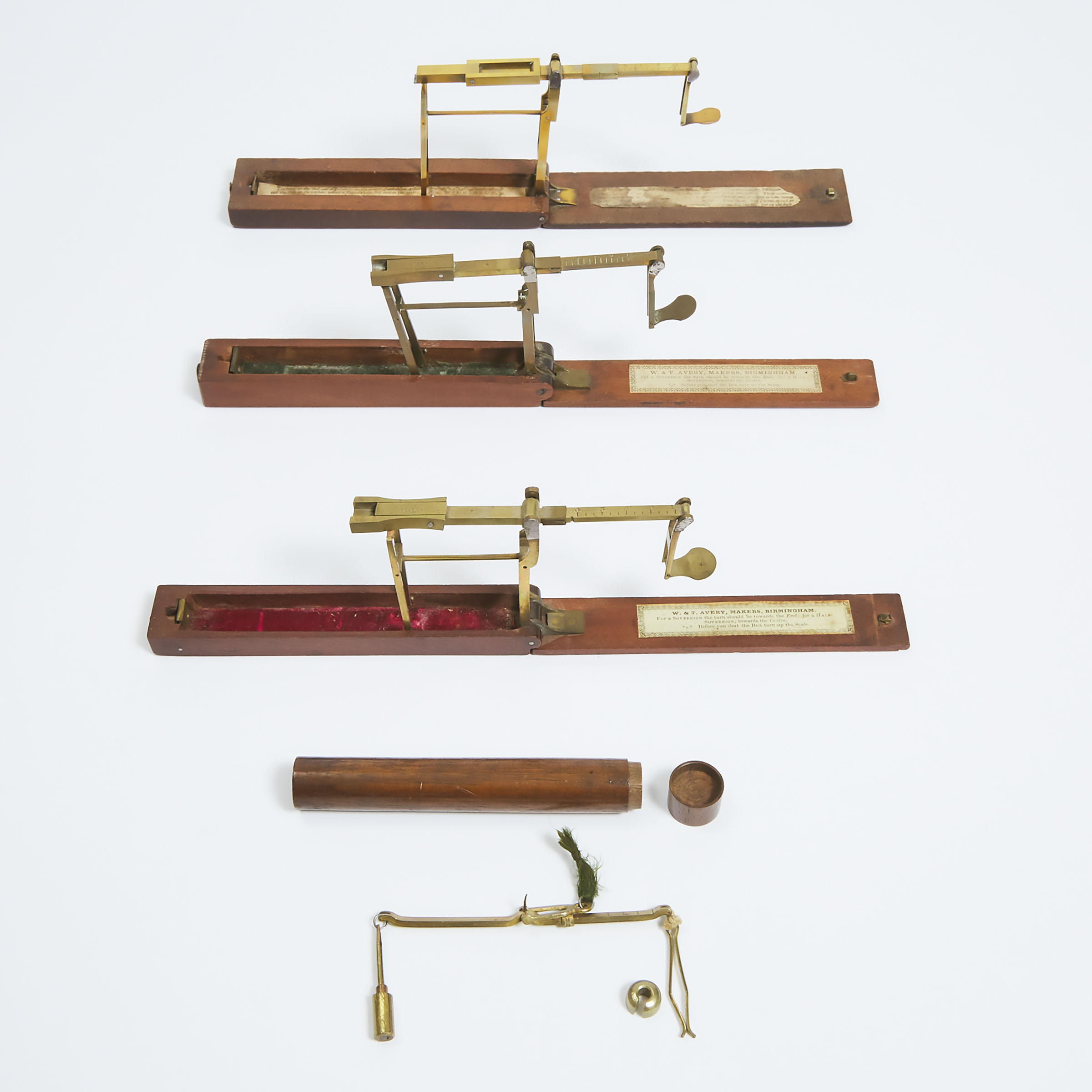 Four English Brass Sovereign Scales, 18th century