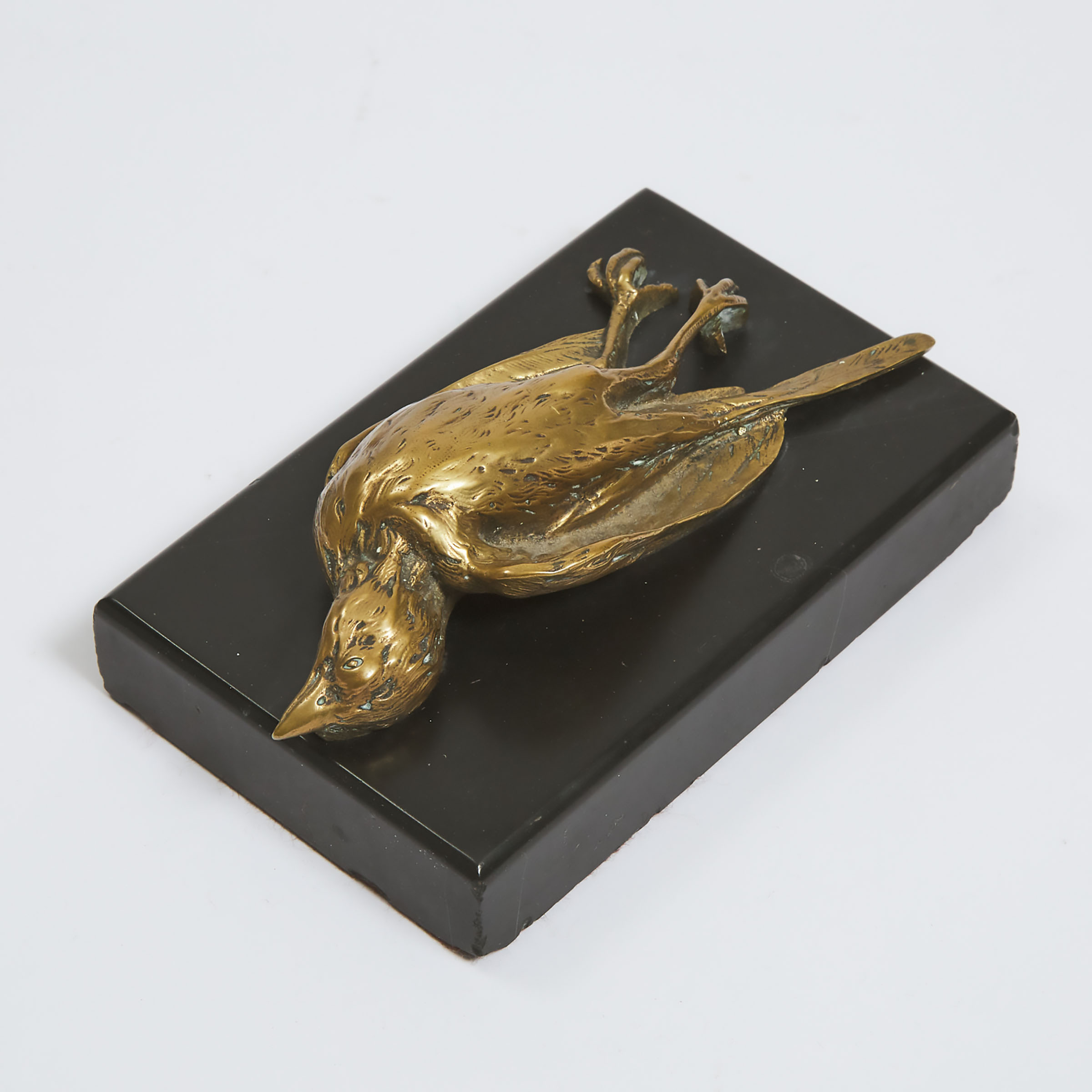 Victorian Gilt Bronze Paperweight in the Form of a Dead English Sparrow, mid 19th century