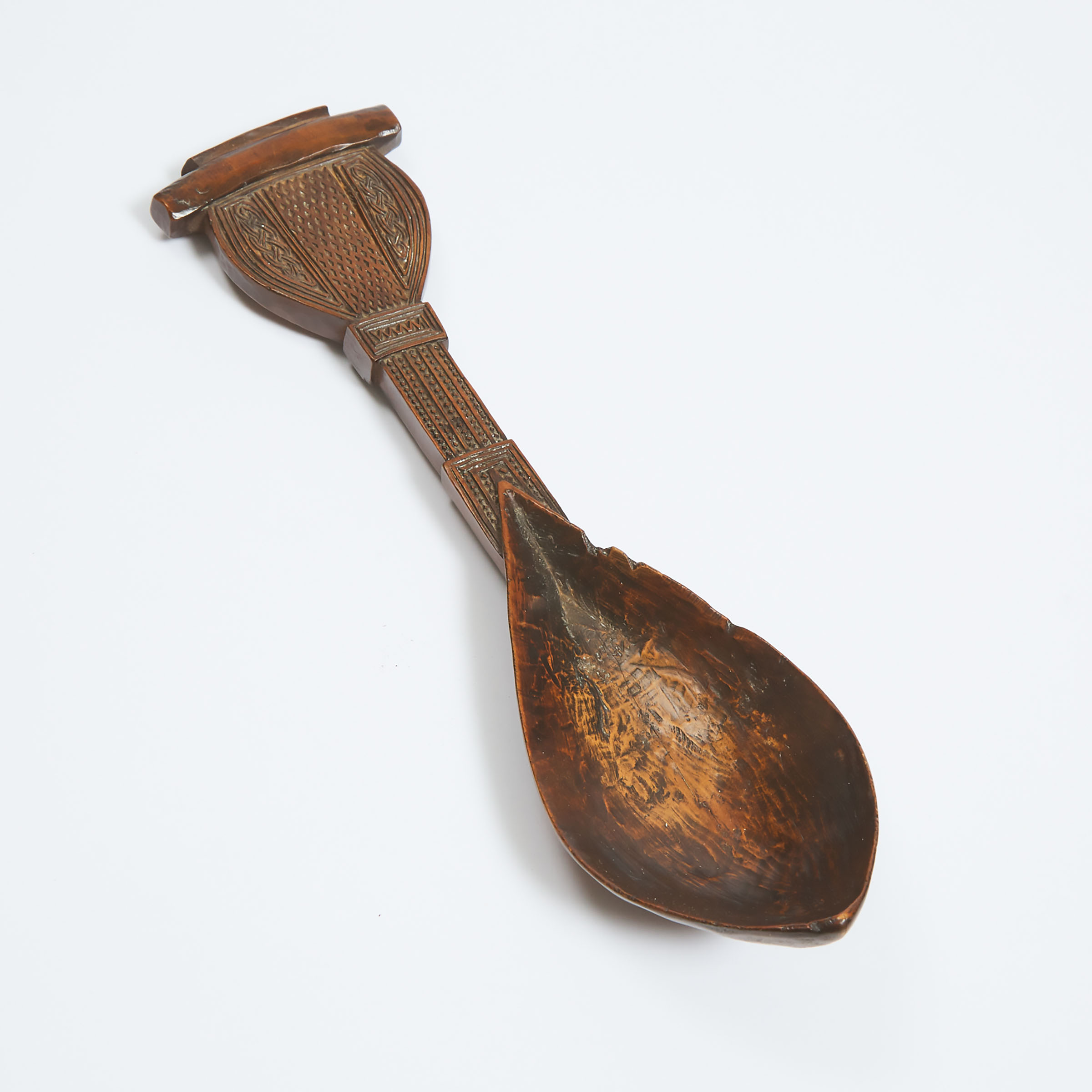 Celtic Carved Fruitwood Love Spoon, 19th century