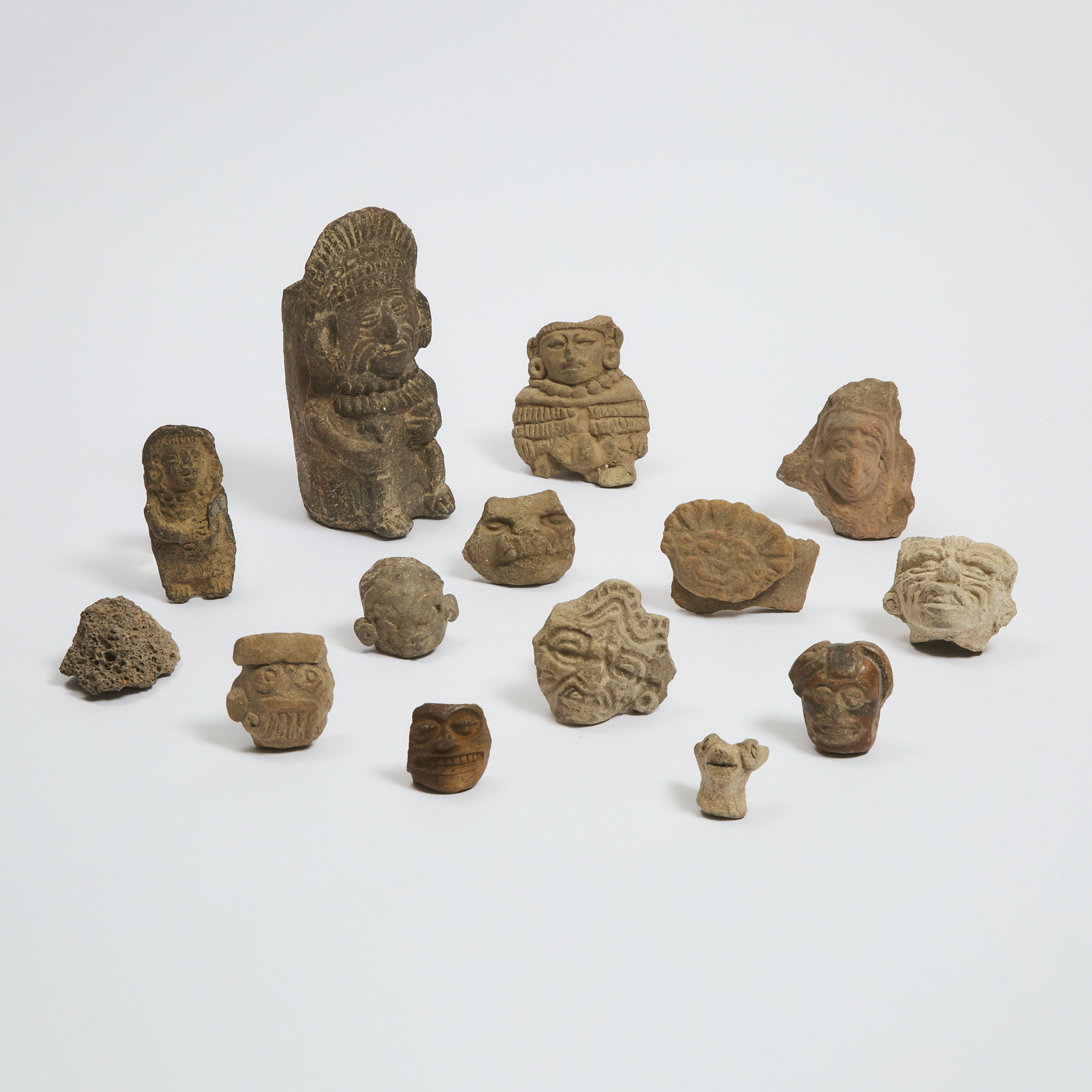 Collection of 14 Pre Colombian Style Pottery Sherds and Figures