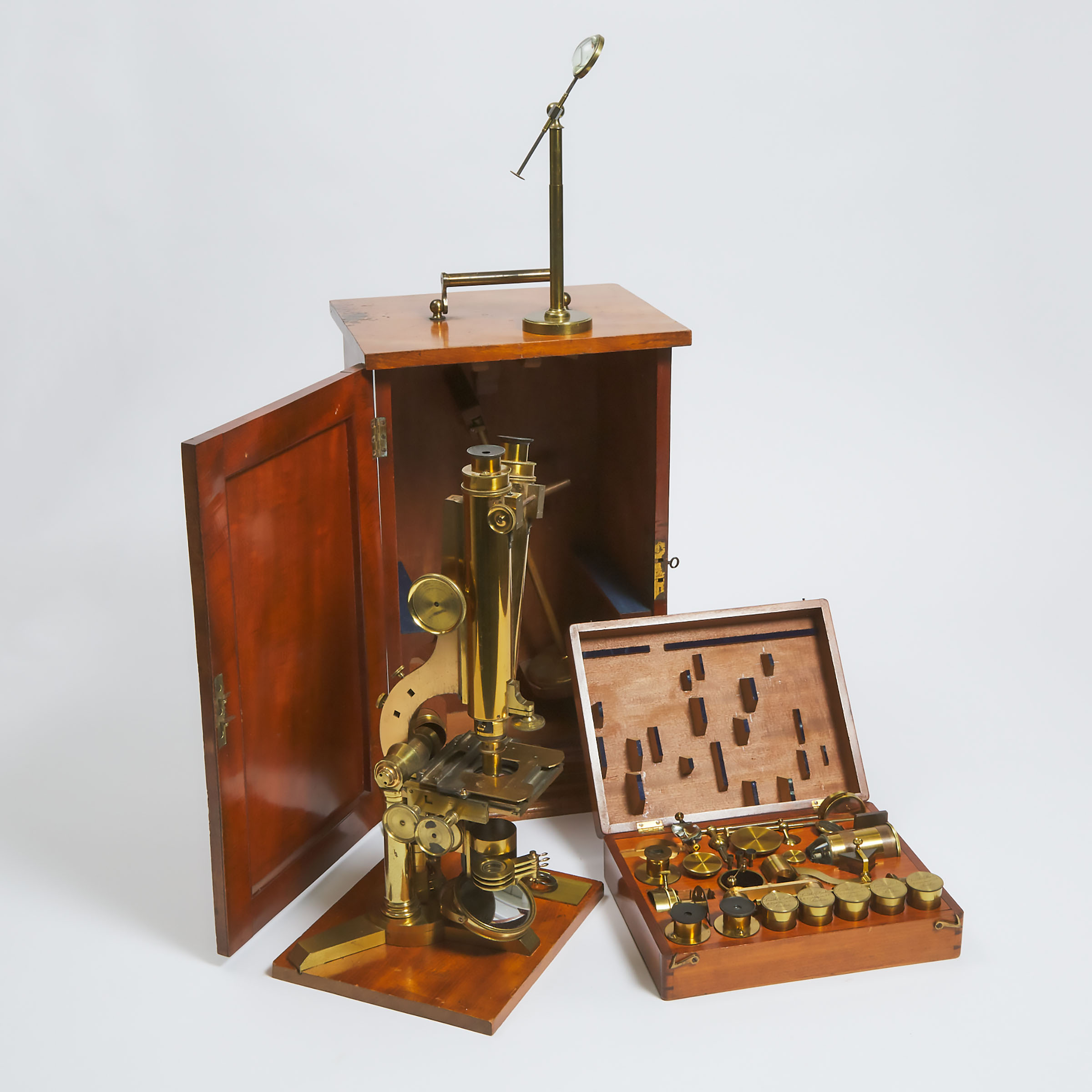 Smith & Beck, London, Lacquered Brass 'Best No. 1' Compound Binocular Microscope Outfit, c.1870