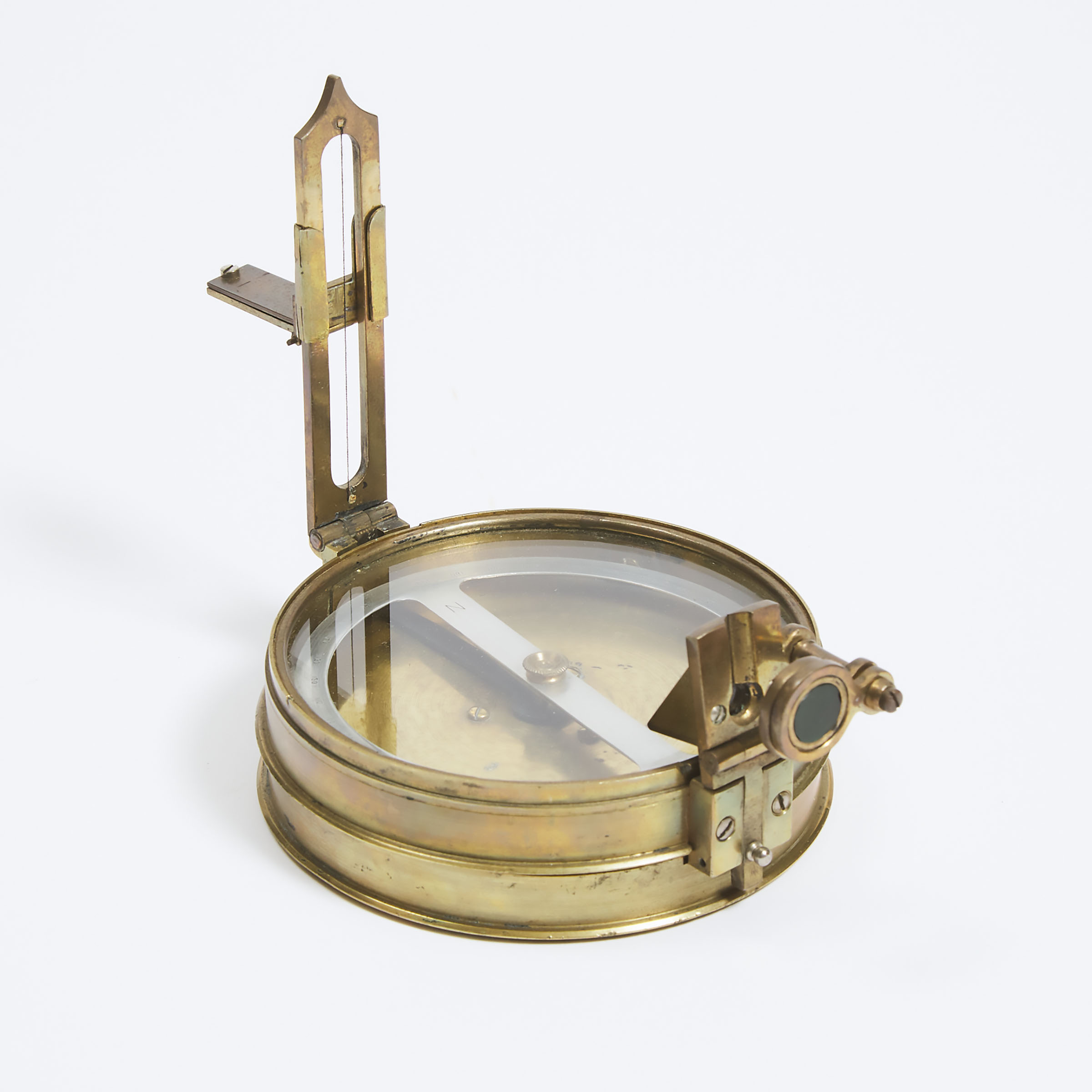 British Colonial Brass Circumferentor Surveyor's Compass, P. Orr & Sons Ltd., Madras, India, late 19th century