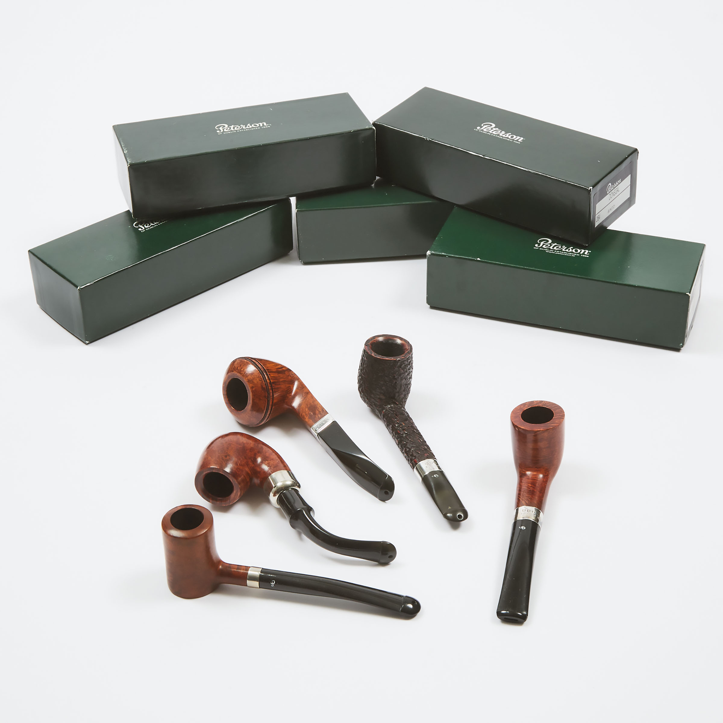 Five Tobacco Pipes by Peterson of Dublin, Ireland, 21st century