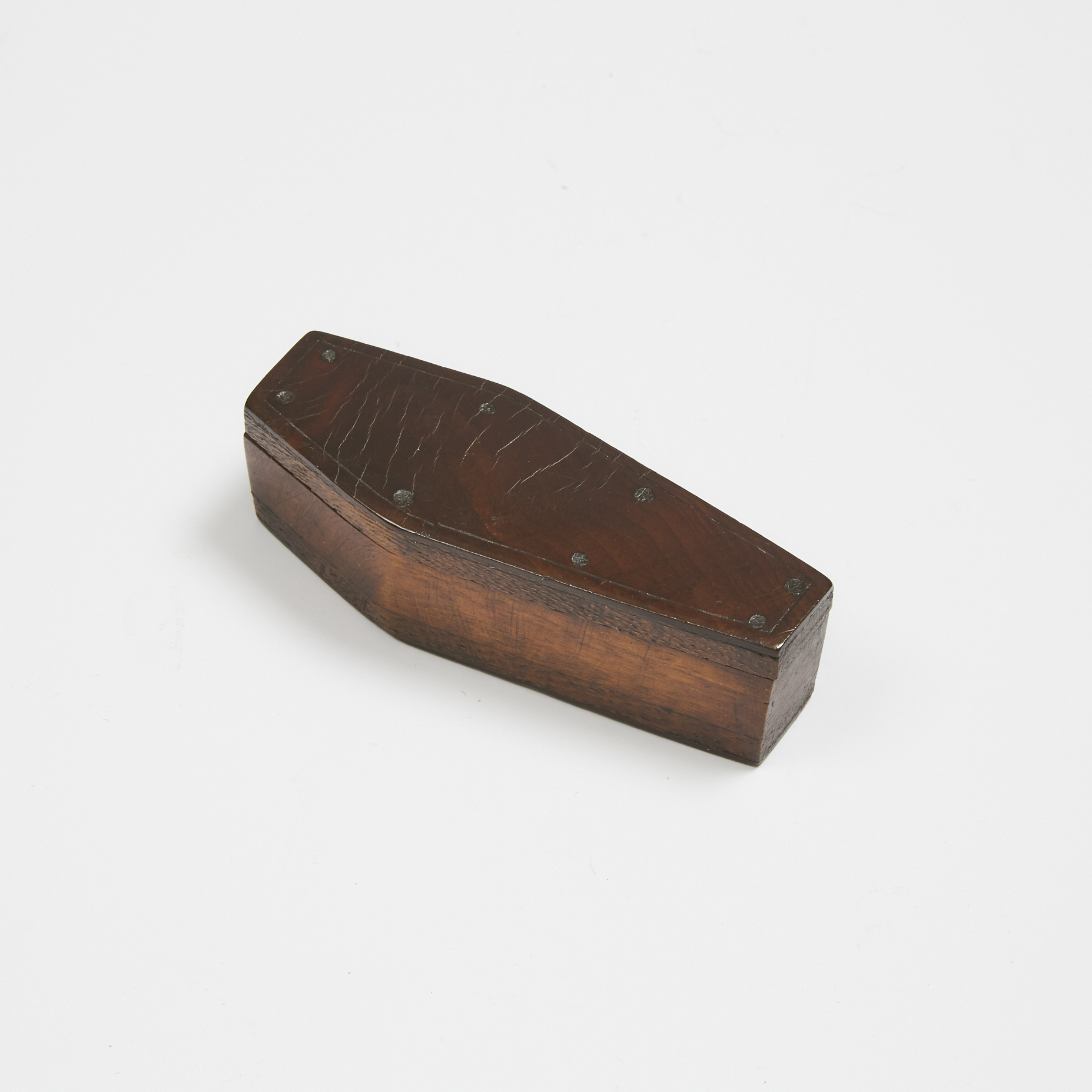 Coffin Form Mahogany Snuff Box, 19th century