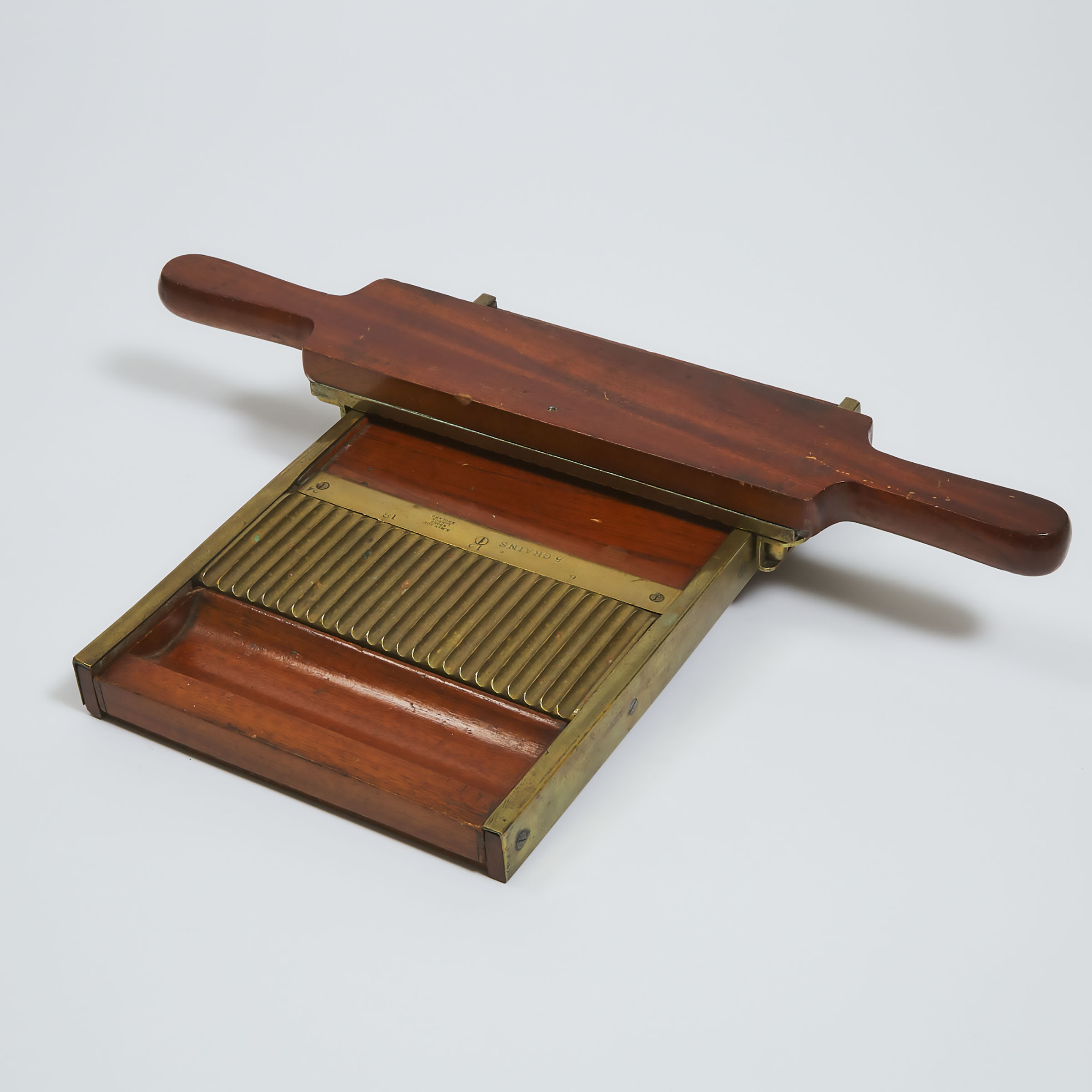 Victorian Mahogany and Brass Pharmaceutical Pill Roller, S. Maw, Son & Sons, mid 19th century