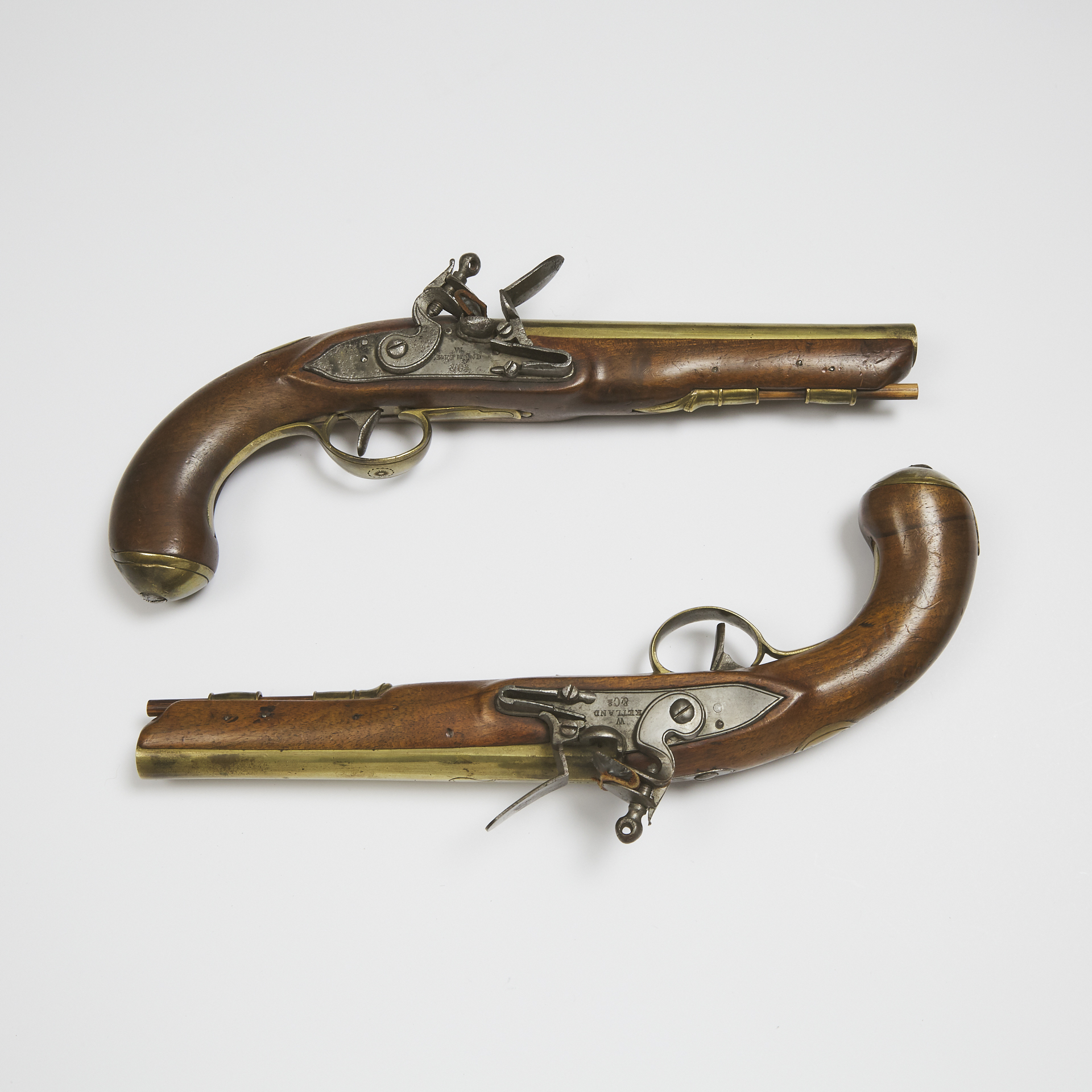 Pair of British Flintlock Holster Pistols, W. Ketland & Co., early 19th century