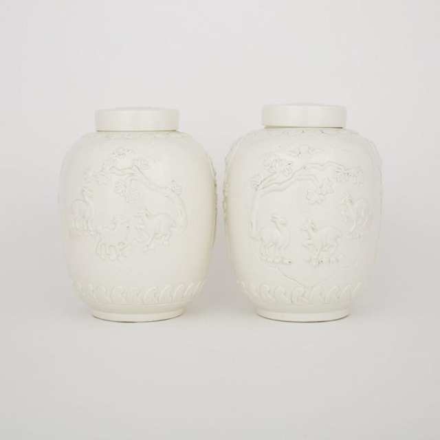 A Pair of Chinese Blanc de Chine Ginger Jars