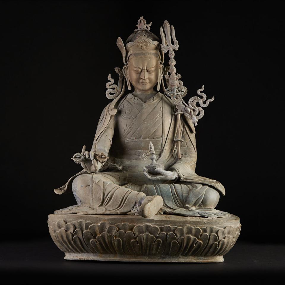A Rare and Massive Bronze Figure of Padmasambhava, Tibet, Circa 1960