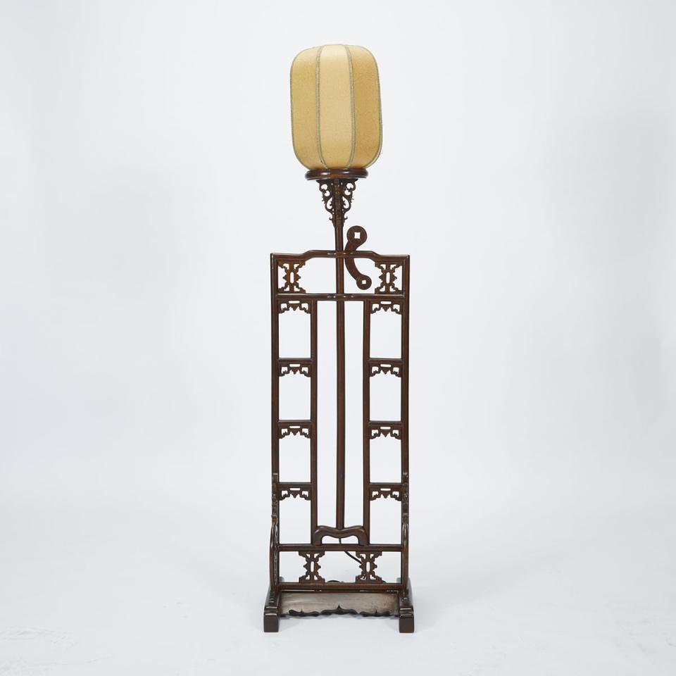 A Huanghuali and Mixed Wood Lamp Stand, Early 20th Century