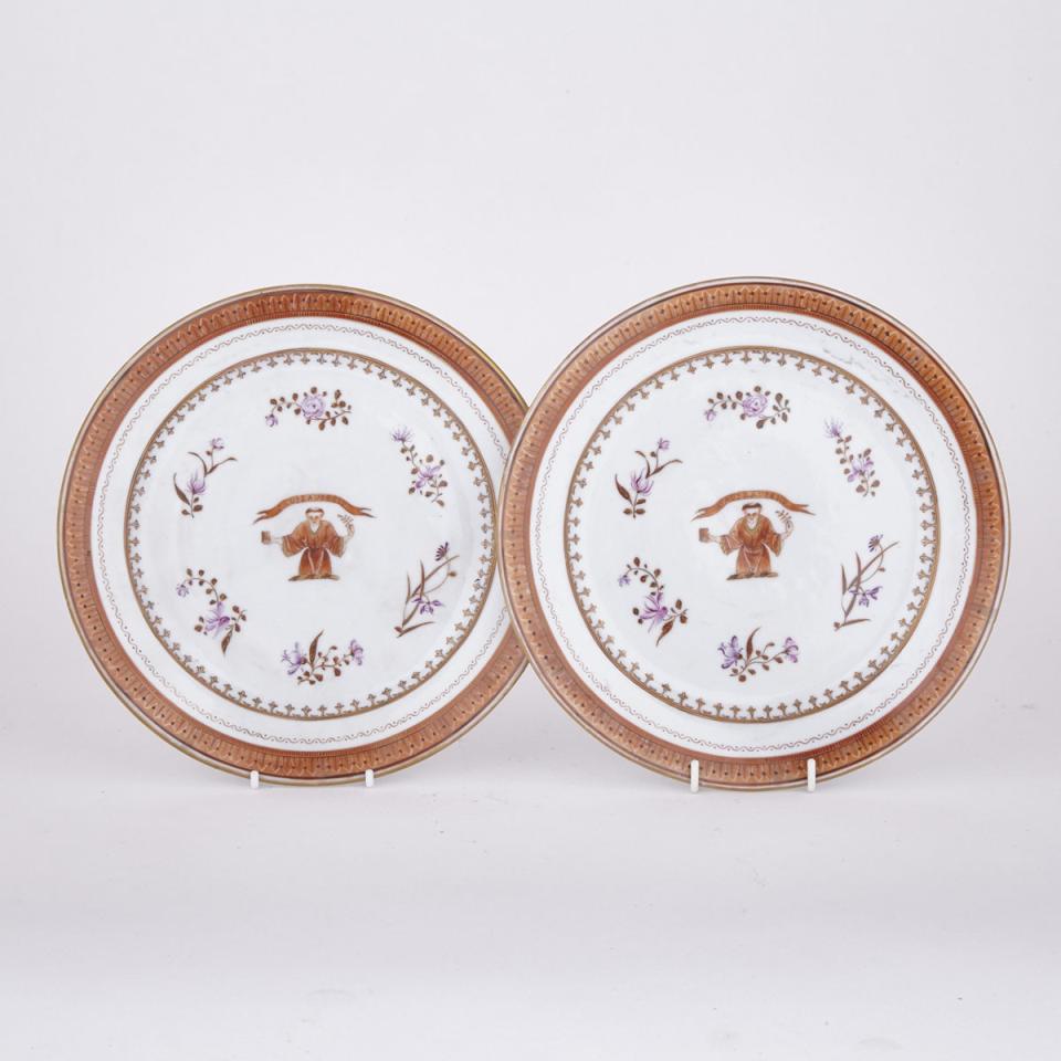 A Pair Export Armorial Plates, 19th Century