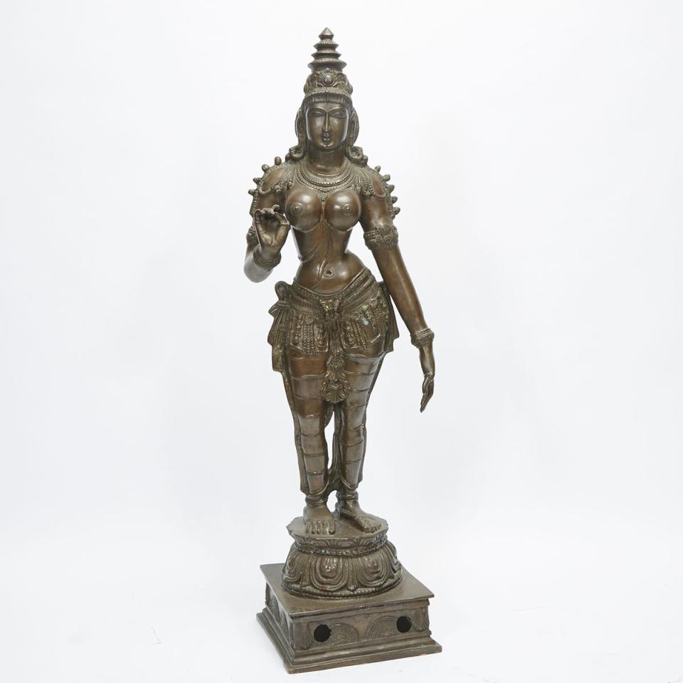 A Standing Bronze Goddess, India