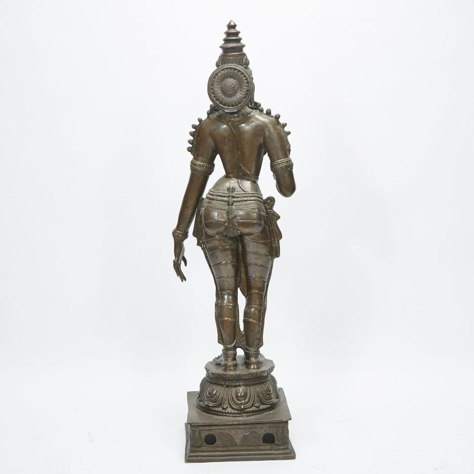 A Standing Bronze Goddess, India