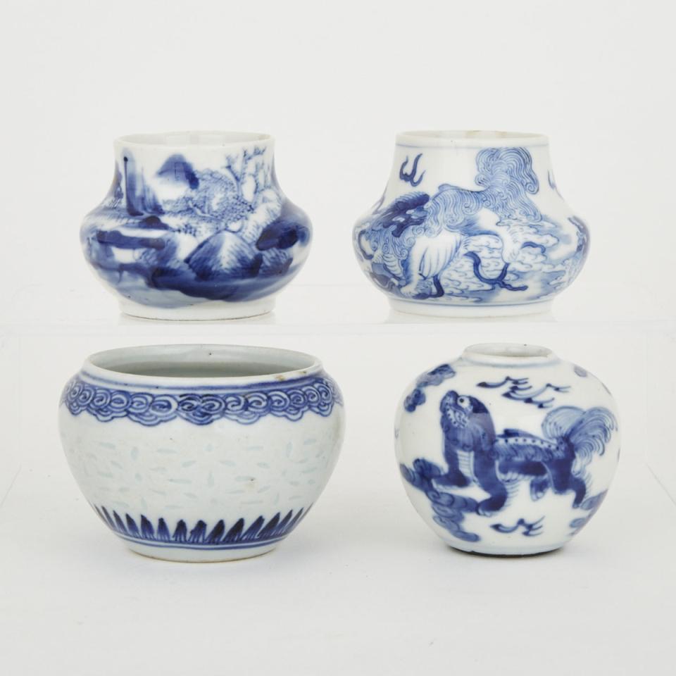 A Group of Four Miniature Blue and White Jarlets, 19th/20th  Century