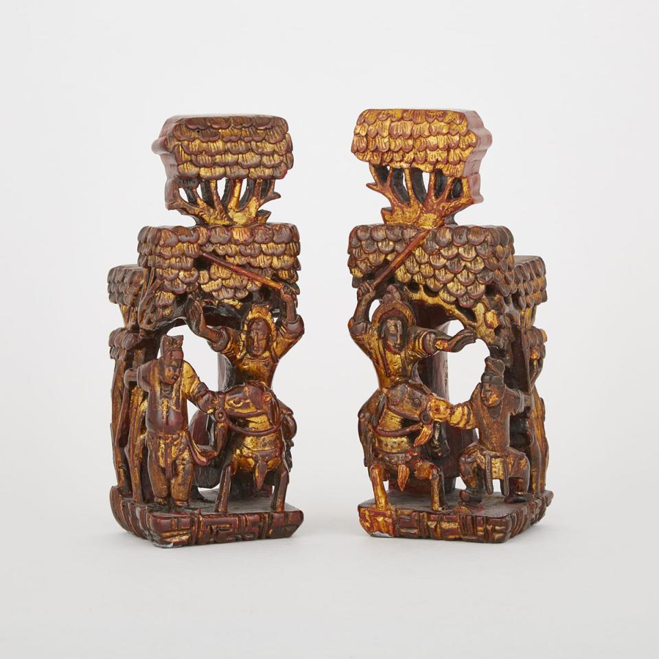 A Pair of Temple Wood Carvings