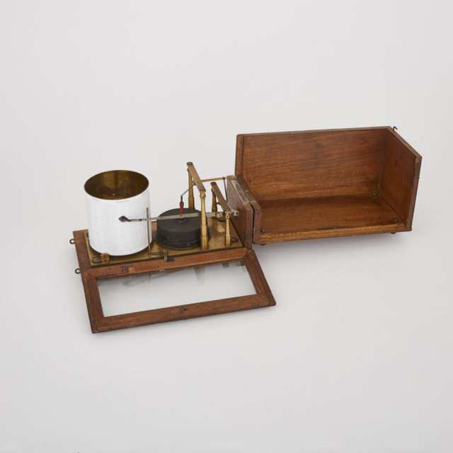French Mahogany Cased Lacquered Brass Barograph, early 20th century