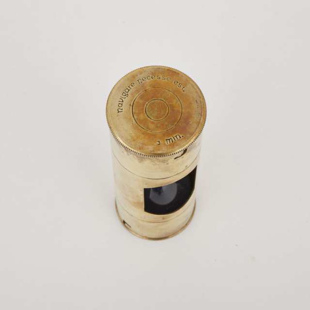 Den Haan Rotterdam Nautical Brass Three Minute Galley Sand Glass, mid 20th century