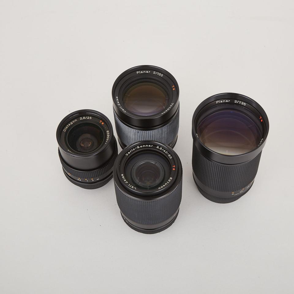 Four Carl Zeiss Contax Lenses