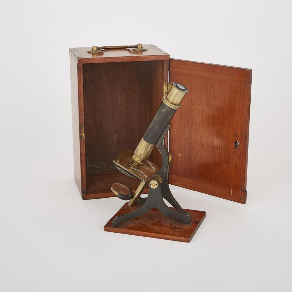 Victorian Mahogany Cased Compound Microscope, c.1870