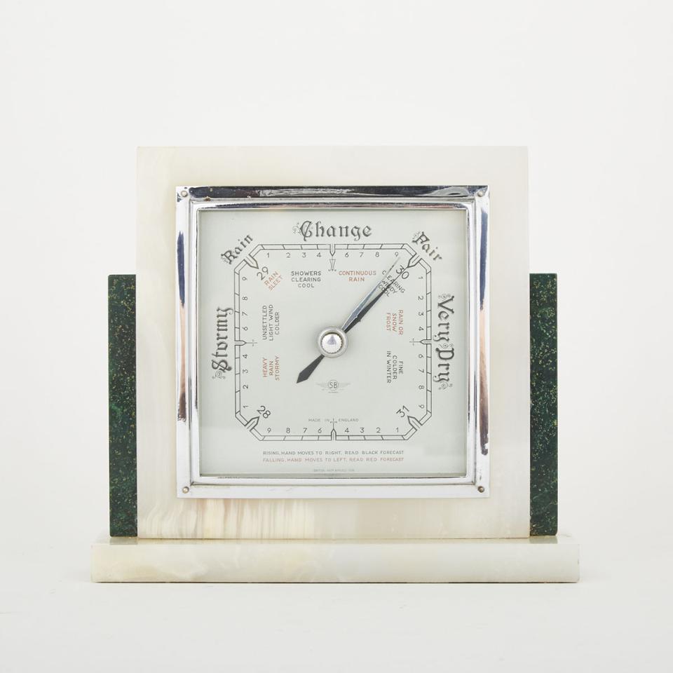 English Art Deco Onyx Desk Barometer, c.1930