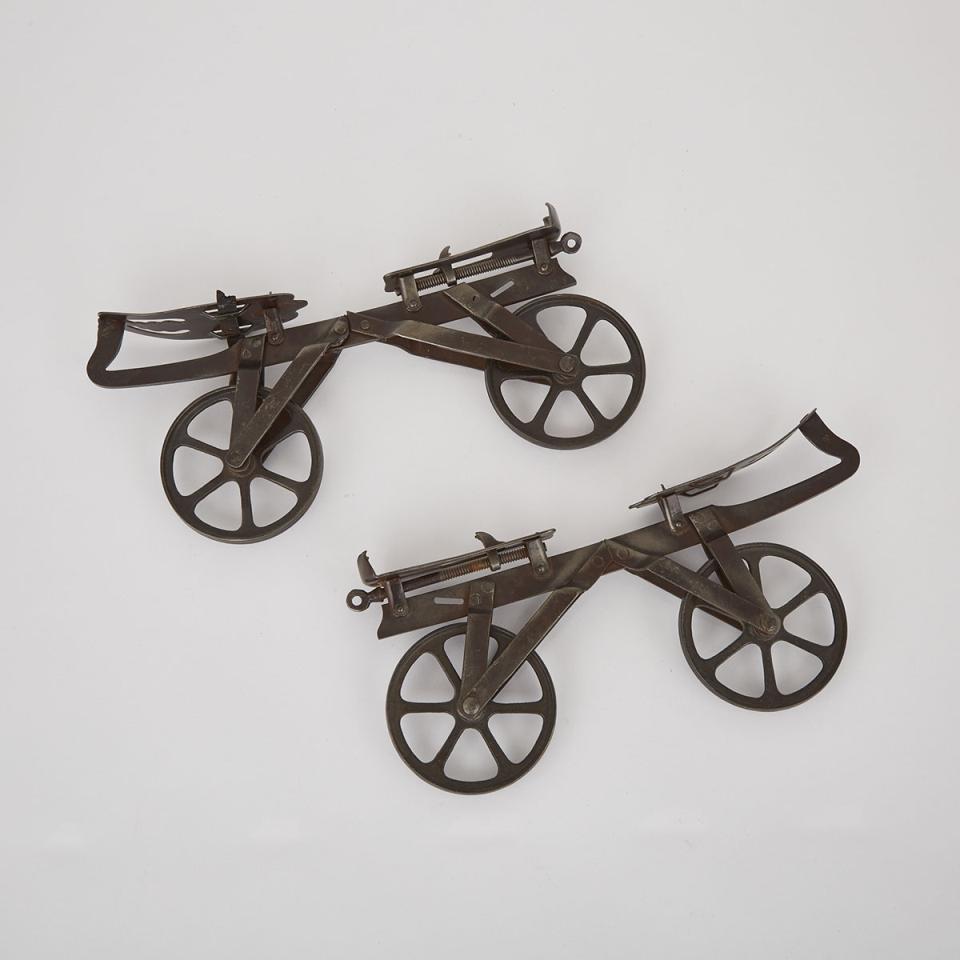 Pair of Early Iron Roller Skates, c.1870