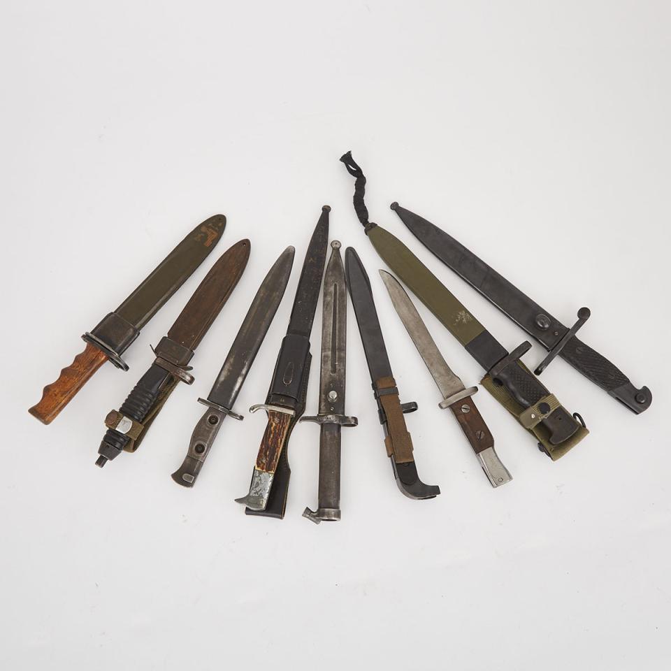 Nine Knife Bayonets, early-mid 20th century