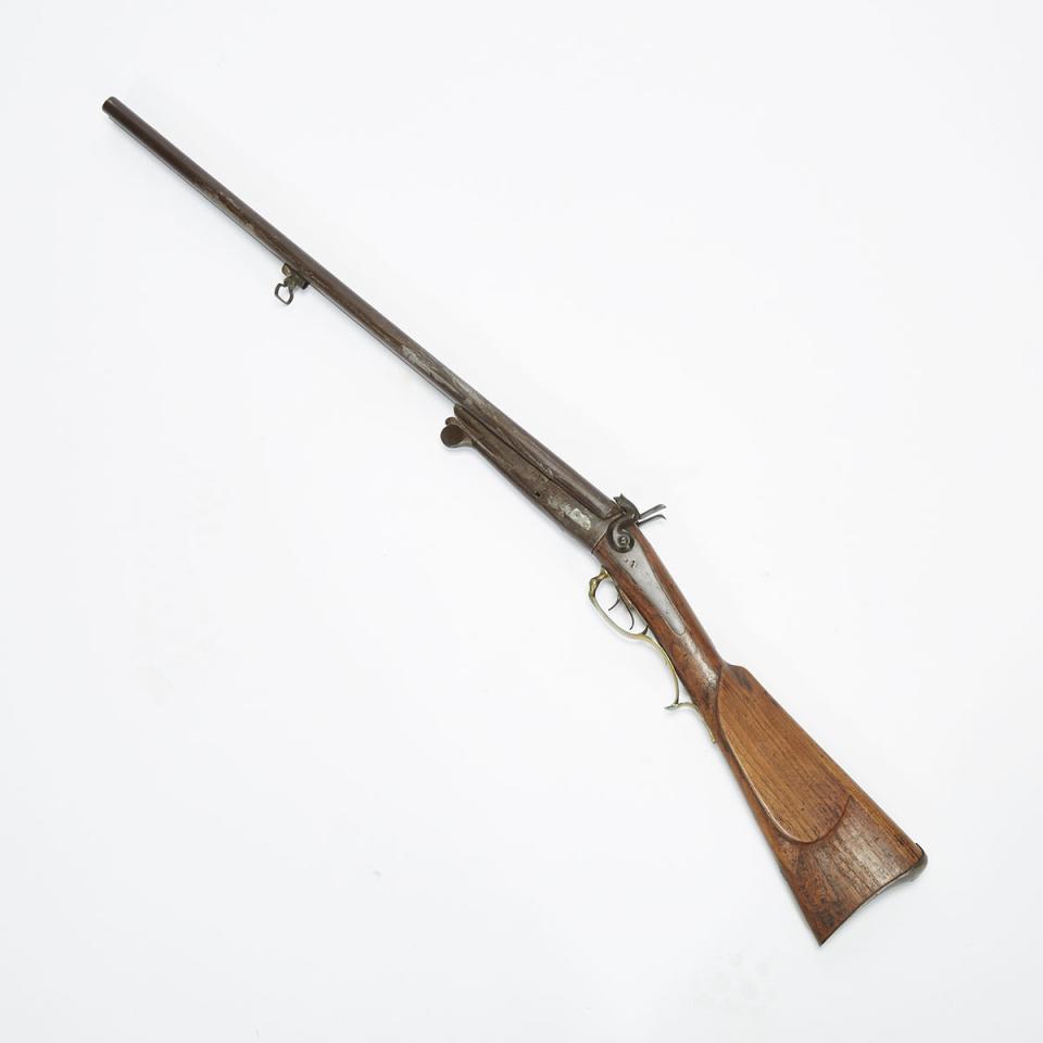 French Under Lever Double Barrel Pinfire Shotgun, 19th century