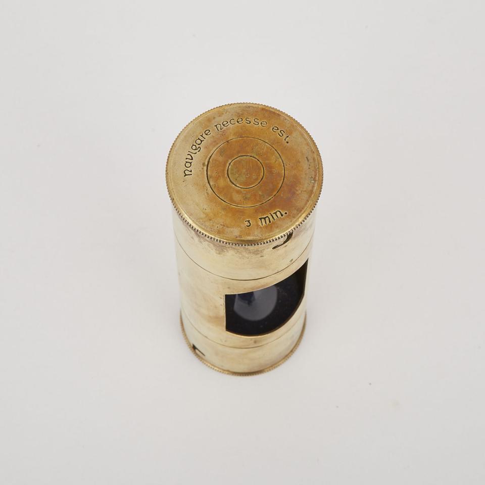 Den Haan Rotterdam Nautical Brass Three Minute Galley Sand Glass, mid 20th century