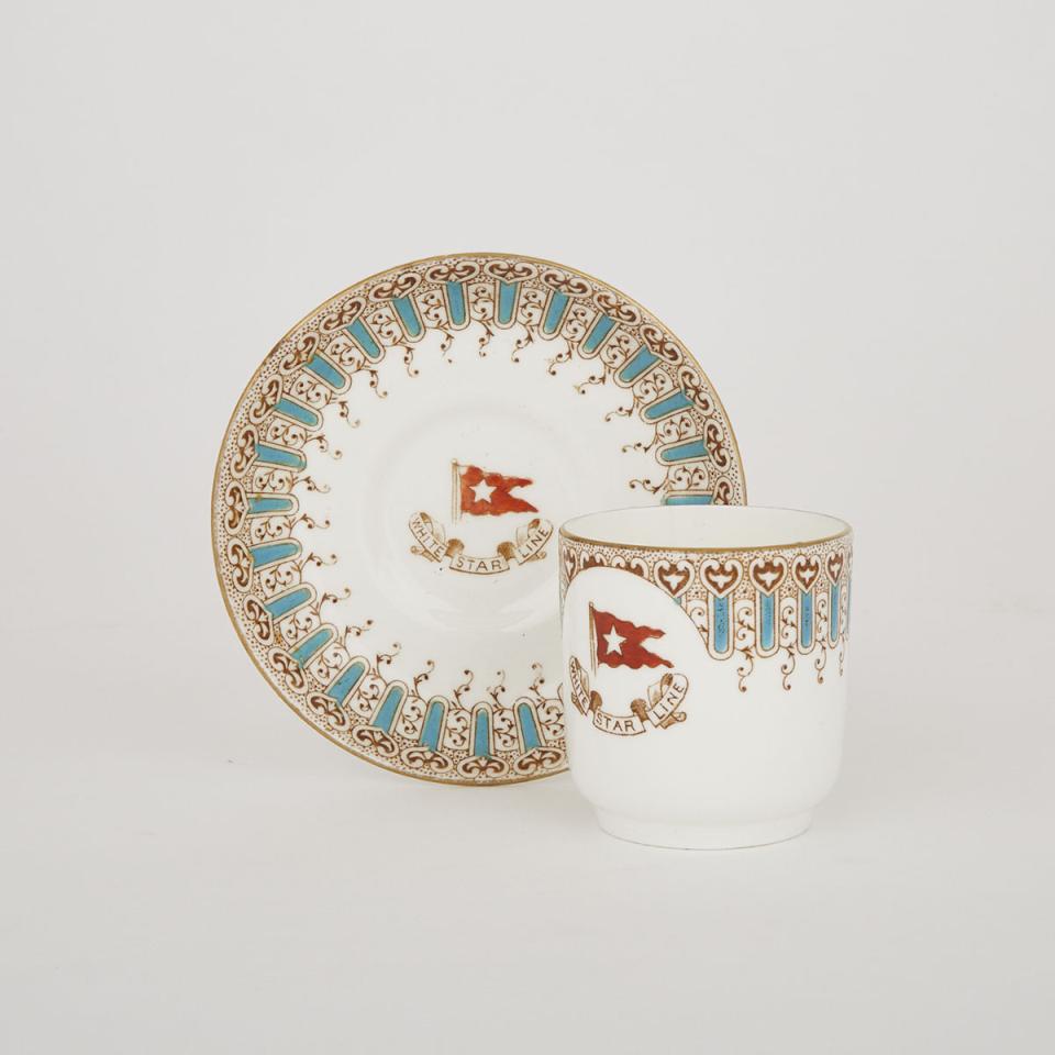 White Star Line ‘Wisteria’ Pattern First Class Demi-Tasse Cup and Saucer, Stonier & Co. Ltd.,c.1910