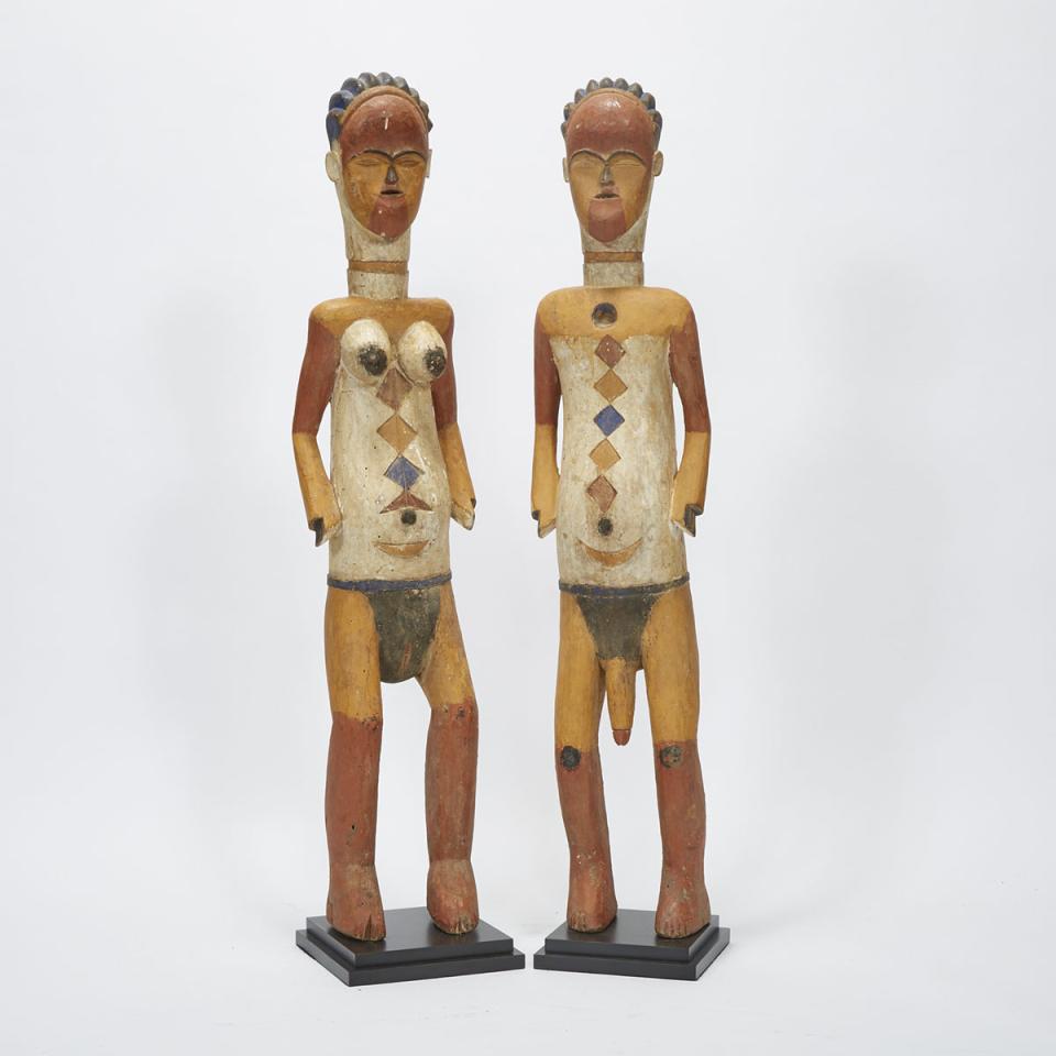 Pair of Tsogho / Vuvi Male and Female Figures, Gabon, West Africa