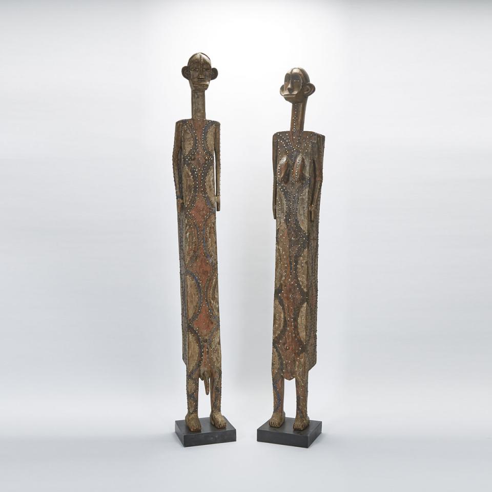 Pair of Ngata Male and Female Sarcophagus Figures, Lualaba River Area, Democratic Republic of Congo,  Central Africa