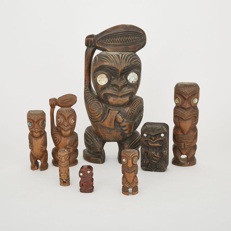 Group of Maori Tourist Souvenir Carvings, early-mid 20th century