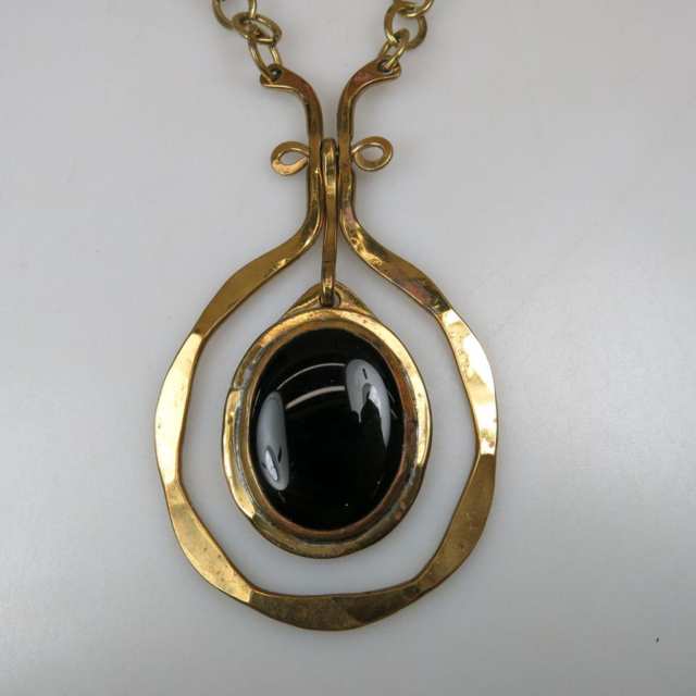 Rafael Alfandry Canadian Brass And Glass Chain And Pendant