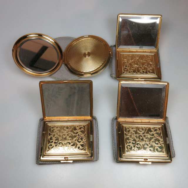 Four German Gold Tone Metal Compacts