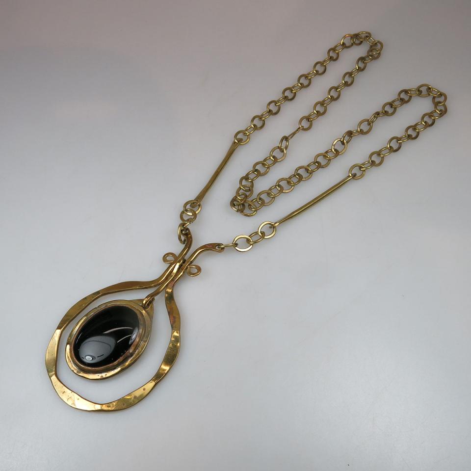 Rafael Alfandry Canadian Brass And Glass Chain And Pendant