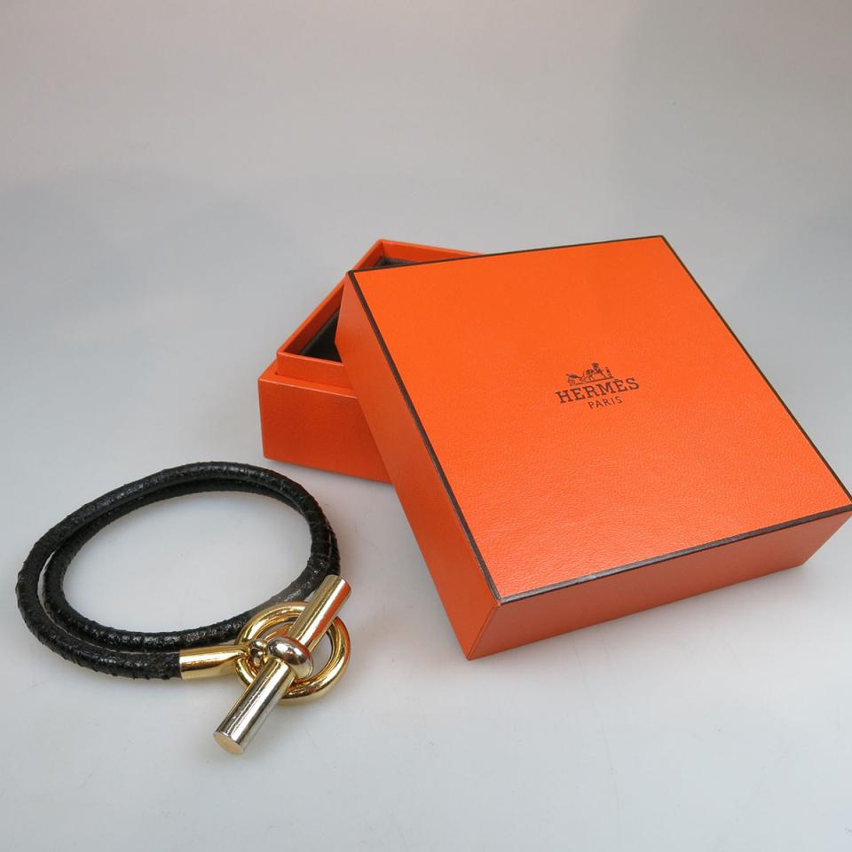 Hermes Braided Leather And Gold Tone Metal Necklace