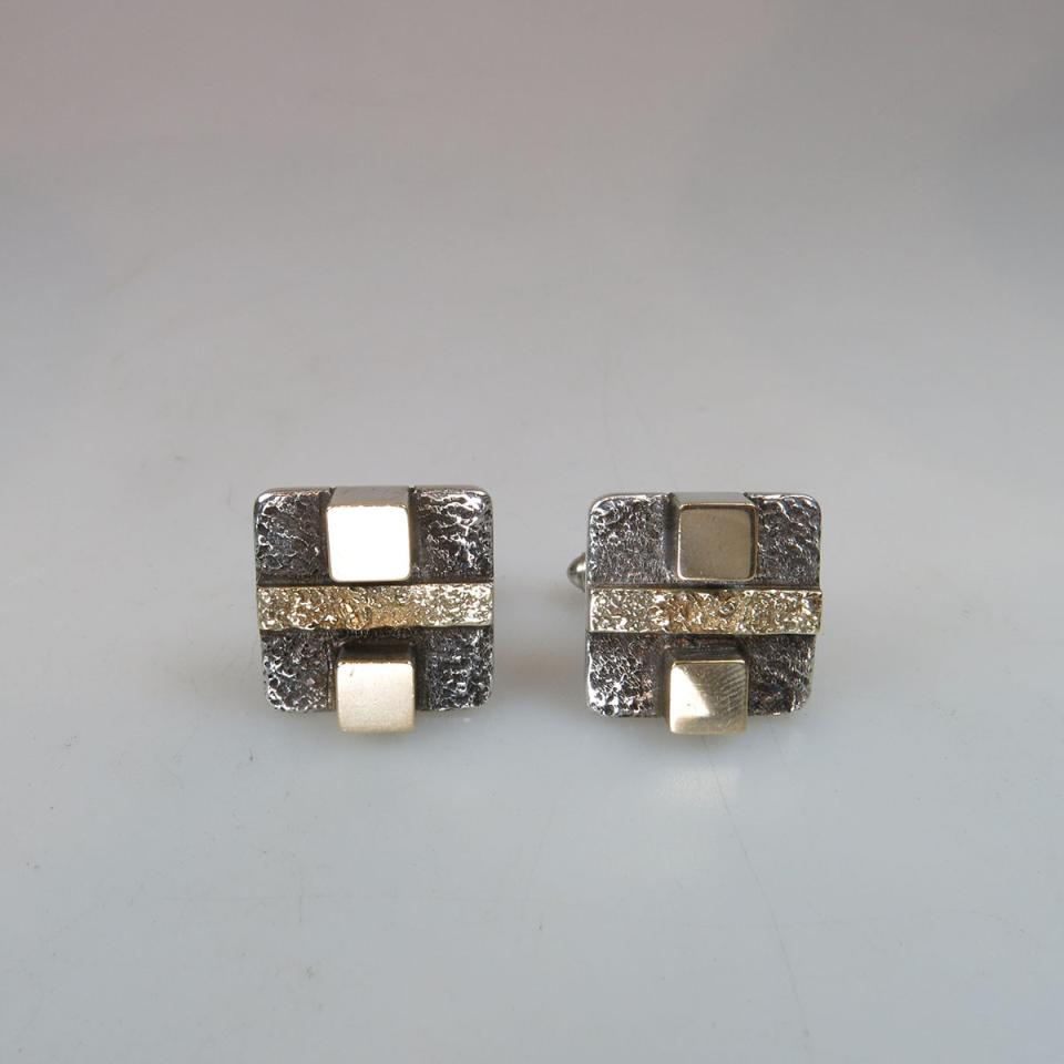 Pair Of Sterling Silver And 18k Gold Cufflinks