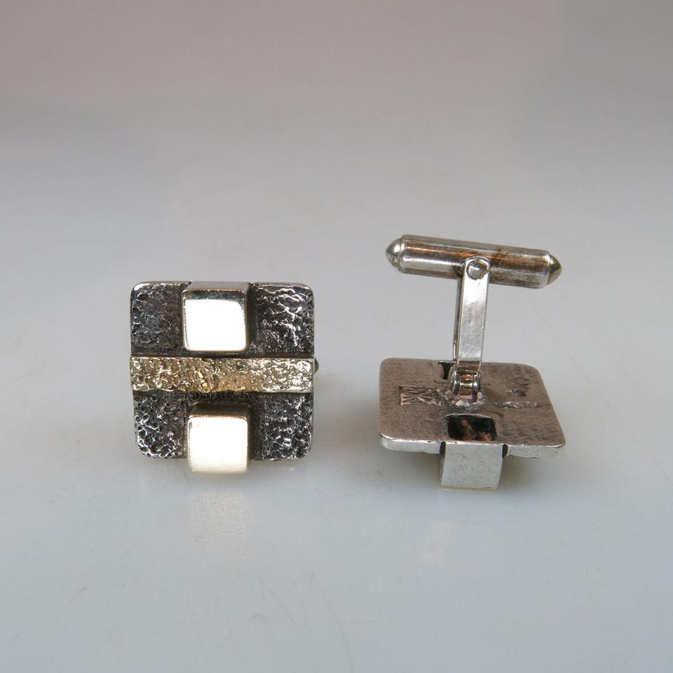Pair Of Sterling Silver And 18k Gold Cufflinks