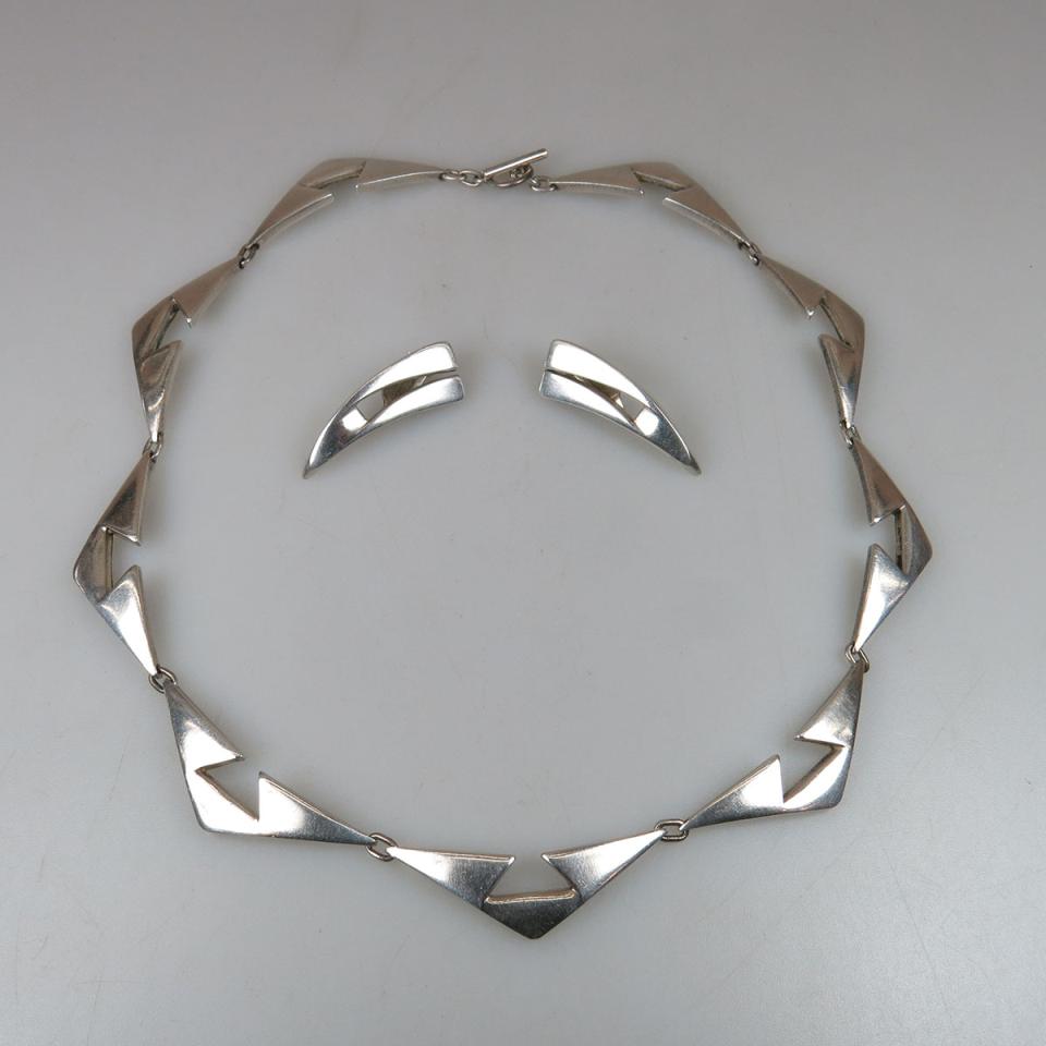Bent Eriksen Danish Sterling Silver Necklace And Clip Earrings