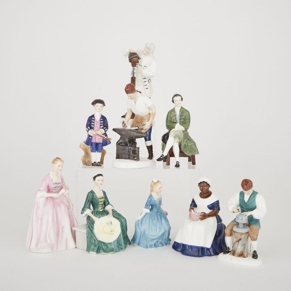 Nine Royal Doulton ‘Figures of Williamsburg’, 20th century
