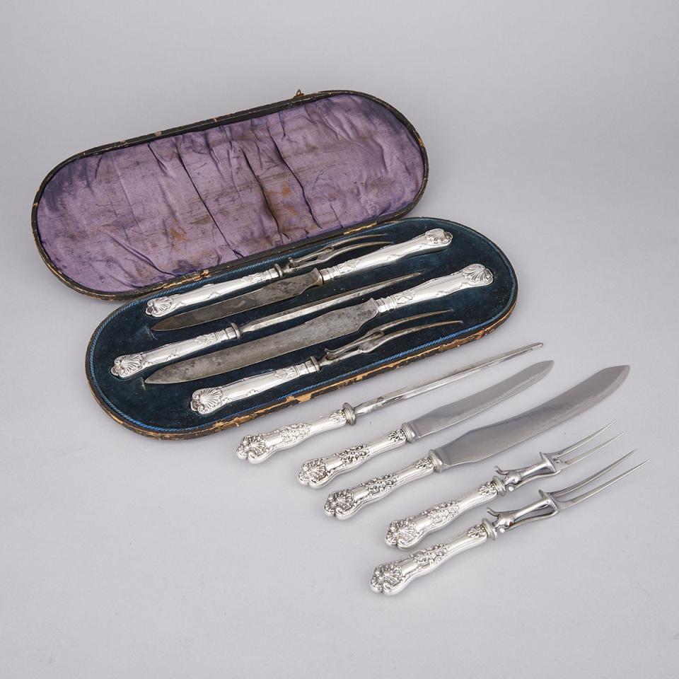 Late Victorian Silver Carving Set, Harrison Bros. & Howson, Sheffield, 1899 and Another Canadian, Henry Birks & Sons, Montreal, Que., early 20th century