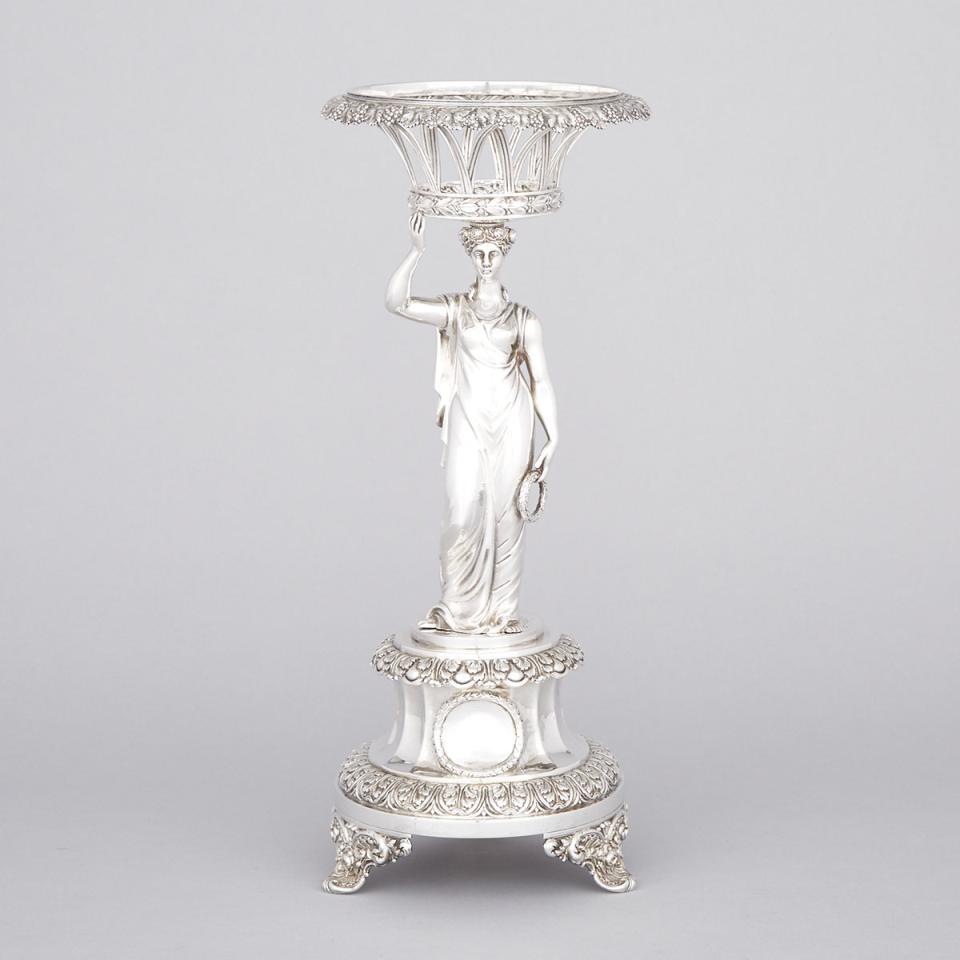 George IV Silver Figural Centrepiece, Rebecca Emes & Edward Barnard, London, c.1825