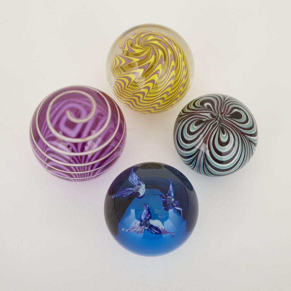 Four Glass Paperweights, 20th century